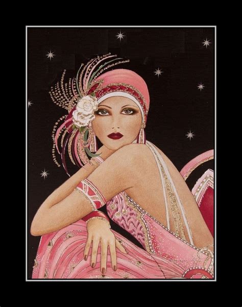 Vintage Roaring 1920s Poster T For Women Pink Dress Lady Stars