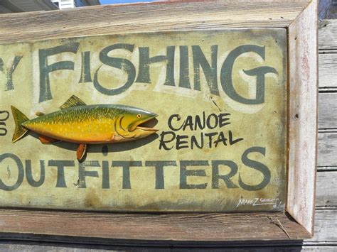 Original Fly Fishing Sign By Zekesantiquesignsetsy Fish Wall Art