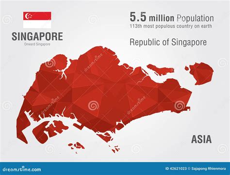 Singapore World Map With A Pixel Diamond Texture Stock Illustration