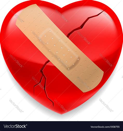 Cracked Red Heart With Plaster Royalty Free Vector Image