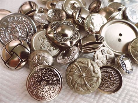 50 Vintage Metal Buttons Silver Button Destash Buy Online