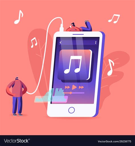 Young People Listen Music On Mobile Phone Vector Image