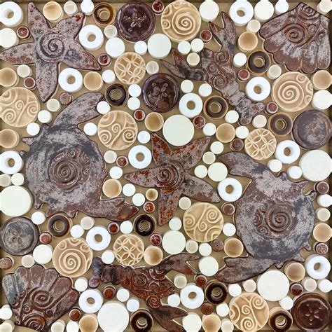 Coastal Copper Critters Copper Mochaand White Handmade Ceramic Tile
