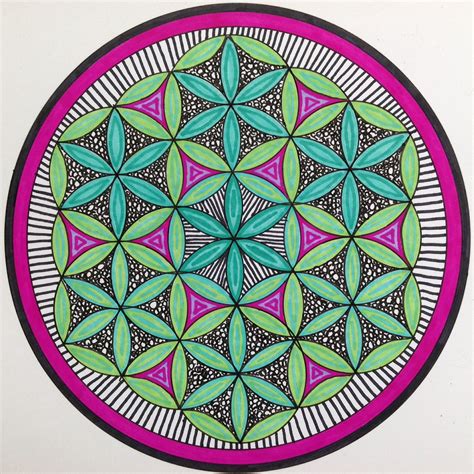 Flower Of Life By Laurie Fahlman Mandala Drawing Flower Of Life