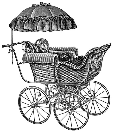 Baby Carriages ~ Free Vintage Clip Art Baby Carriage Baby Clip Art