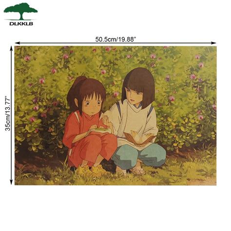 Dlkklb Anime Movie Spirited Away Famous Hayao Miyazaki Kraft Paper Cafe Bar Retro Poster
