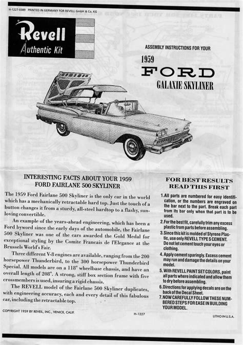 Please specify either inner or outer. Photo: 1959 Ford Fairlane 500 Skyliner Page 1 | REVELL ...