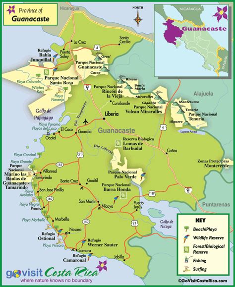 Guanacaste Region Map, Costa Rica - Go Visit Costa Rica