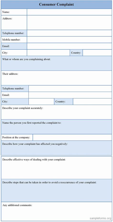 customer complaint form template unique customer plaint form sample