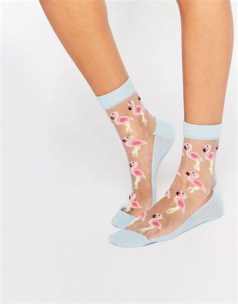 Asos Asos Sheer Flamingo Ankle Socks Ankle Socks Fashion Socks Socks
