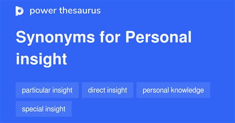Personal Insight synonyms - 20 Words and Phrases for Personal Insight