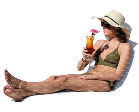 Woman In A Bikini Sitting And Drinking Cocktail Vishopper