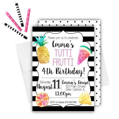 Tutti Frutti Birthday Invitation Rose Paper Press