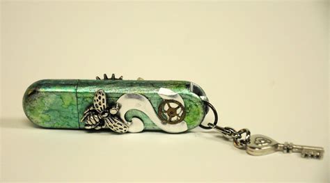Steampunk 8 Gb Usb Flash Drive Antiqued In Greens And Etsy
