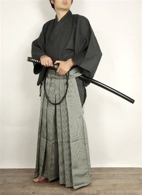 samurai traditional hakama color dark green stripe japanese traditional clothing japanese