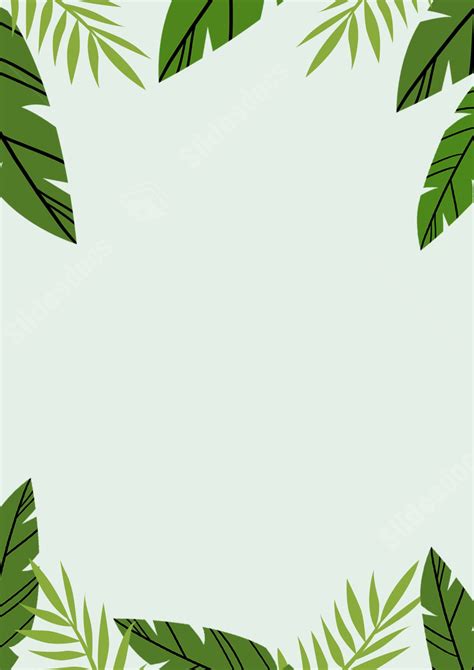 Tropical Summer Style In Green Page Border Background Word Template And