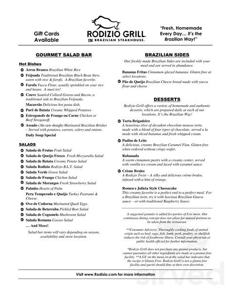 Menu - Fort Collins CO's Rodizio Grill Brazilian Steakhouse Fort