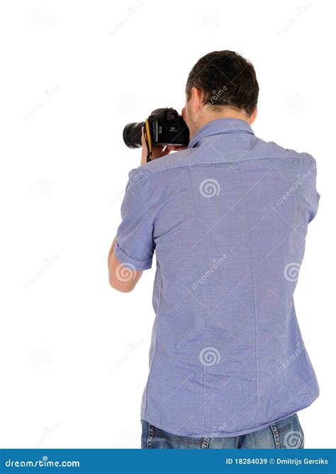 Male Photographer From Back Taking Picture Stock Image Image Of