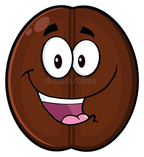 Cute Coffee Bean Cartoon Mascot Character Holding Up A Coffee Cup Stock