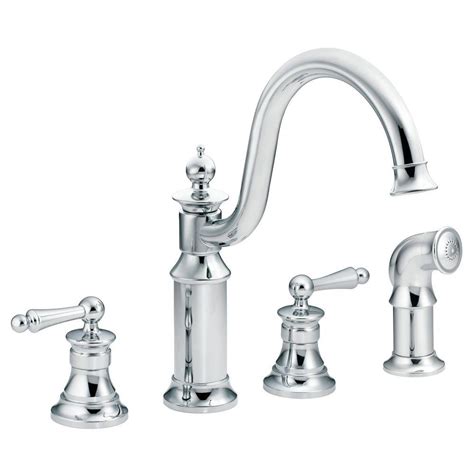 Moen kitchen faucet with simple design, it is fit for wide sinks due to convenient low arc. the various parts all curve and blend into one another, providing a really classy and the next best moen kitchen faucet is the moen 7594esrs arbor. MOEN Waterhill High-Arc 2-Handle Standard Kitchen Faucet ...
