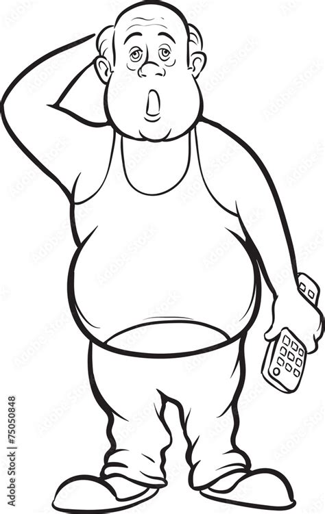 Whiteboard Drawing Cartoon Lazy Fat Man Stock Vector Adobe Stock