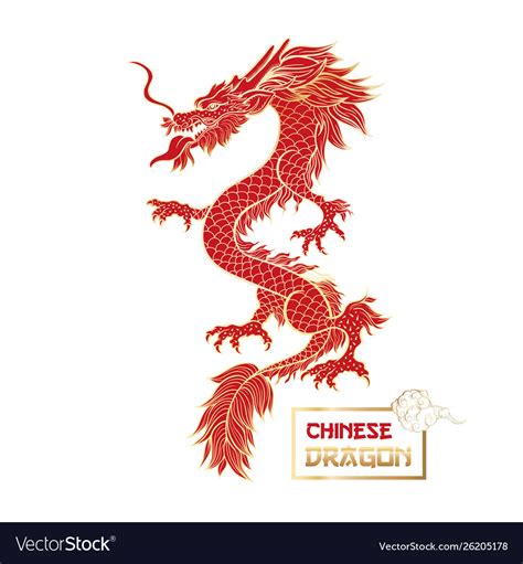 Chinese Red Dragon Royalty Free Vector Image Vectorstock