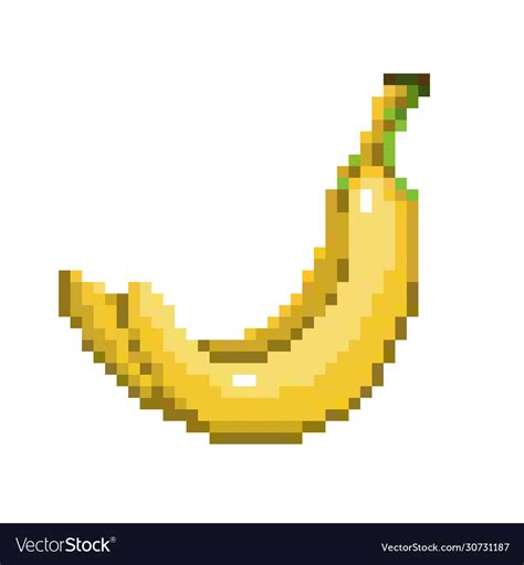 Pixel Art Banana Icon 32x32 Royalty Free Vector Image