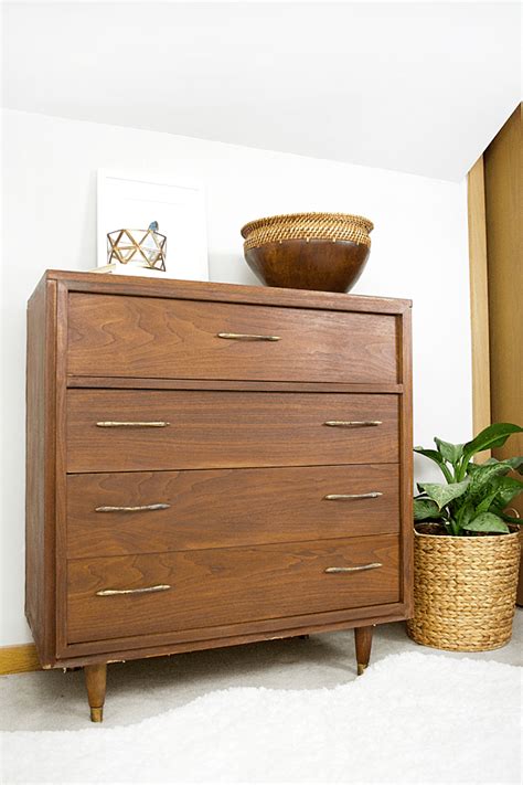Refinish your furniture if it needs a lot of help. How to Refinish a Mid Century Veneer Dresser - brepurposed