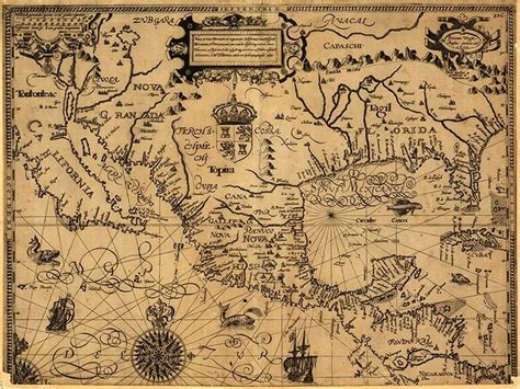 Old Map Of America 1600 Historical American Map Up To Etsy America