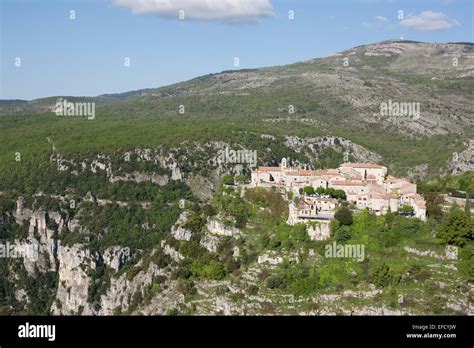 Perched Medieval Village Of Gourdon Aerial View Alpes Maritimes