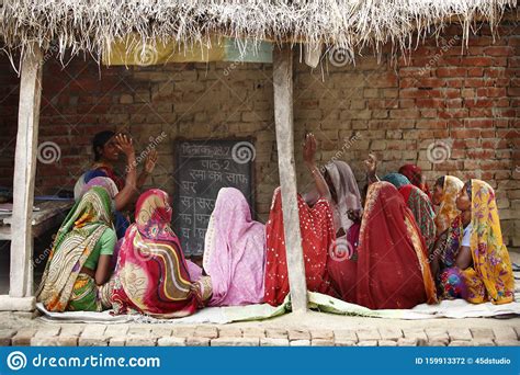 Rural Village Women Studying Adult Education At Uttar Pradesh India
