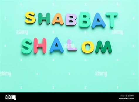 Text Shabbat Shalom On Color Background Stock Photo Alamy