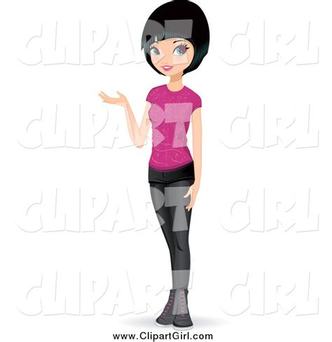 Clip Art Of A Black Haired Teenage Girl Presenting By