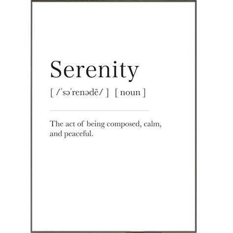 Serenity Definition Print Motivational Poster Wall Art Decor 98types