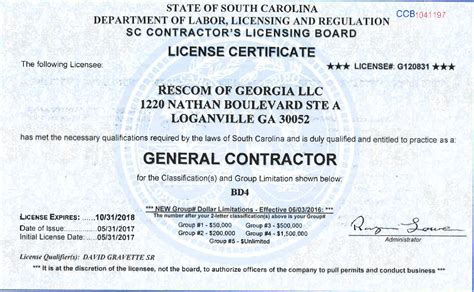Rescom General Contractors Licenses Insurance Bonding