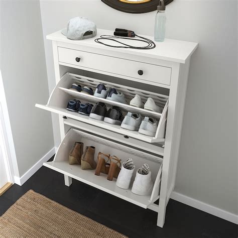 Hemnes White Shoe Cabinet With 2 Compartments 89x127 Cm Ikea