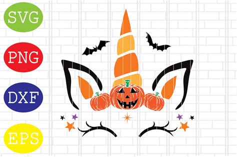 Halloween Unicorn Face Pumpkin Svg Dxf Graphic By Digitalsvgfiles