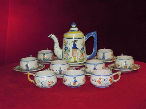 Prior to 1870, quimper faience had no marks, signatures or back stamps of any kind. Henriot Quimper France Coffee Pot Set | Quimper, Quimper ...