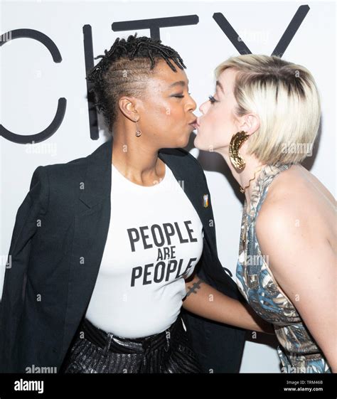 new york ny june 4 2019 samira wiley and lauren morelli attend tales of the city new york