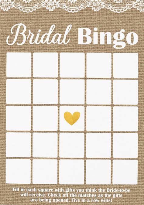 Free Printable Blank Bridal Shower Bingo Cards 4 Per Page Printable