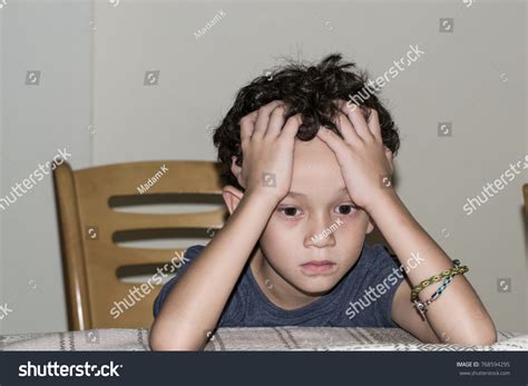 Portrait Cute Boy Sad Face Sad Foto Stok 768594295 Shutterstock