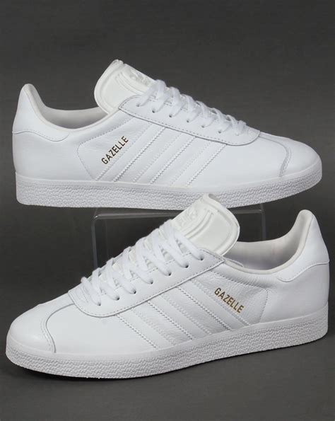 Adidas Gazelle Leather Trainers In White White Adidas Trainers White