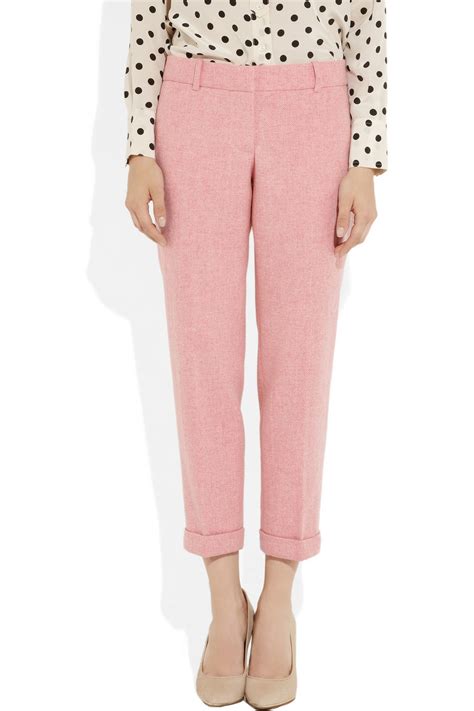 Lyst Jcrew Café Herringbone Wool Capri Pants In Pink