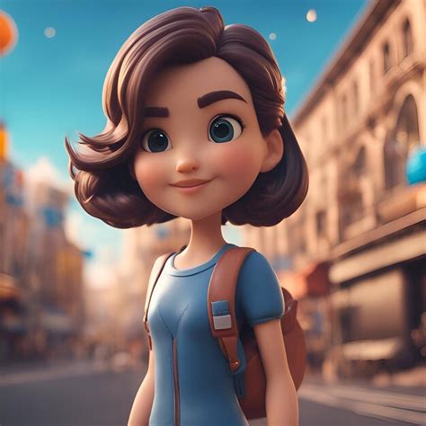 Premium Ai Image 3d Rendering Of A Cute Cartoon Girl On The Streets