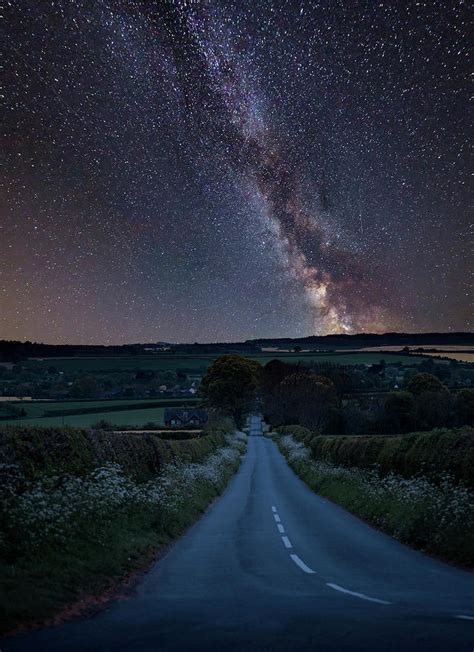 Vibrant Milky Way Composite Image Over Landscape Of Empty Road I