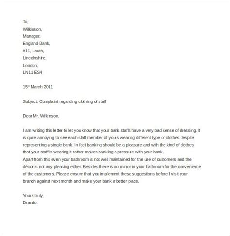 business complaint letter templates