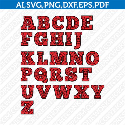 Spiderweb Spiderman Letters Alphabet SVG Vector Cricut Cut File Clipart