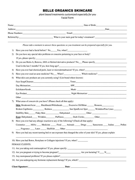 Esthetician Consultation Form Fill Out And Sign Online Dochub