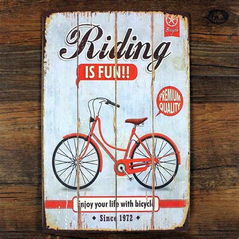 New Arrival Vintage Plaques Retro Decor Riding Bicycle Metal Signs