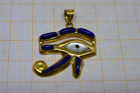 Elegant Egyptian 18 Karat Eye Of Horus Wadjet Decorated With Precious Gemstones